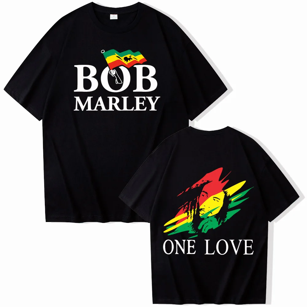 T-shirt unisexe à manches courtes et col rond Bob Marley, chemises Harajuku, cadeau GérGift