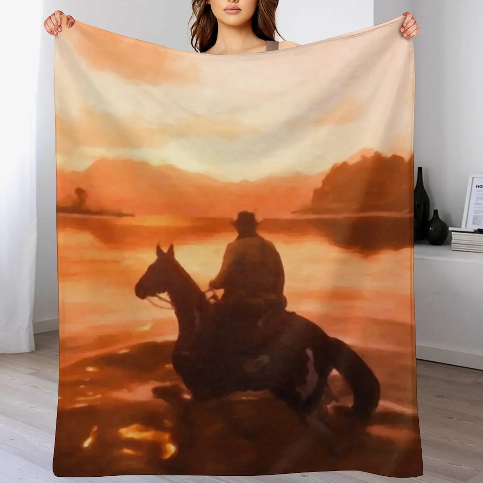 

Western Sunset Throw Blanket Camping Sofa Winter beds Cute Blankets
