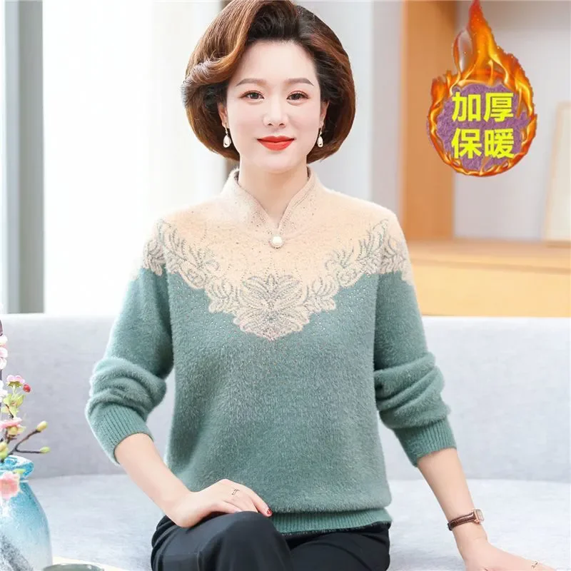 Maglioni da donna a collo mezzo alto Cappotto da donna Pullover di grandi dimensioni Top lavorato a maglia Maglioni lavorati a maglia ispessimento femminile primavera autunno