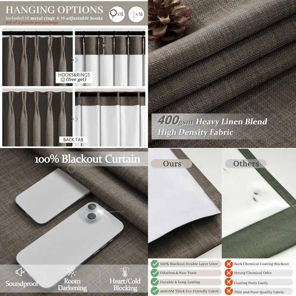 

96 изолированных льняных плиссированных штор для раздвижных дверей, современные шоколадные шторы 40x96