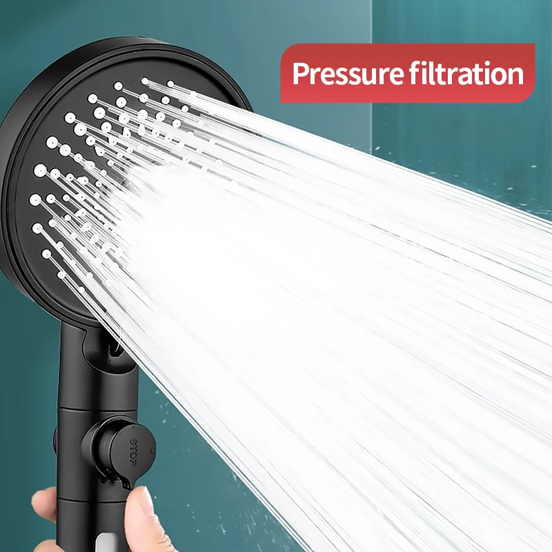 1pcs Handheld Shower Head for Bathroom Adjustable Pressure Boost Enlarged Handheld Panel For Bathroom Home Shower Head 6-Speed