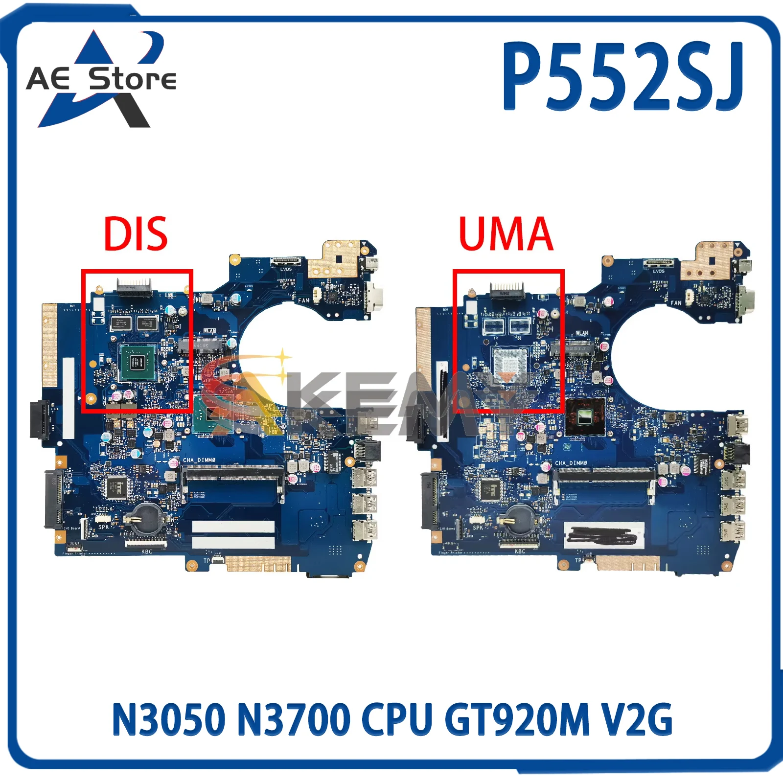 AE P552SJ 메인 보드 Asus P552SA Pro552SJ Pro552SA PU552SJ PE552SJ PX552SA 노트북 마더 보드 N3050 N3700 CPU GT920M V2G