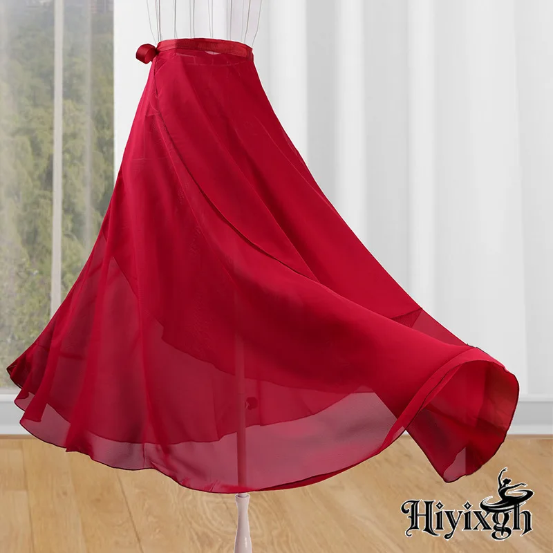 

Шифоновая балетная юбка-шарф для танцев, гимнастики, лирических выступлений, длинная юбка для балета, платье для балетных танцев, женское