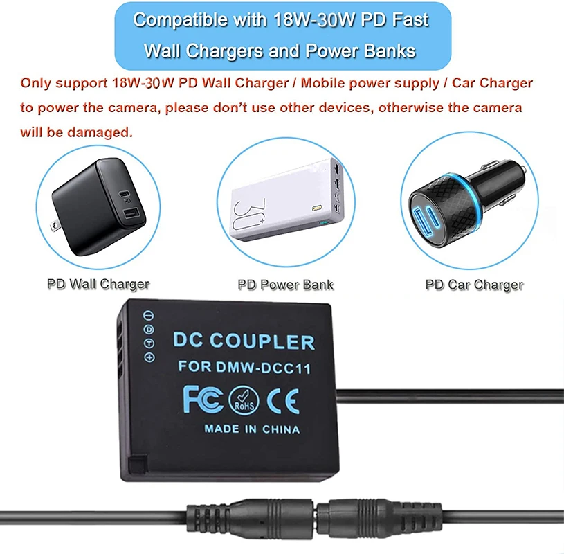 PD USB-C крышка + DMW-DCC11 DC сменный аккумулятор DMW-BLG10 для Panasonic Lumix DMC GX85 LX100 GX7 GF3 GF5 Mark II GX85K