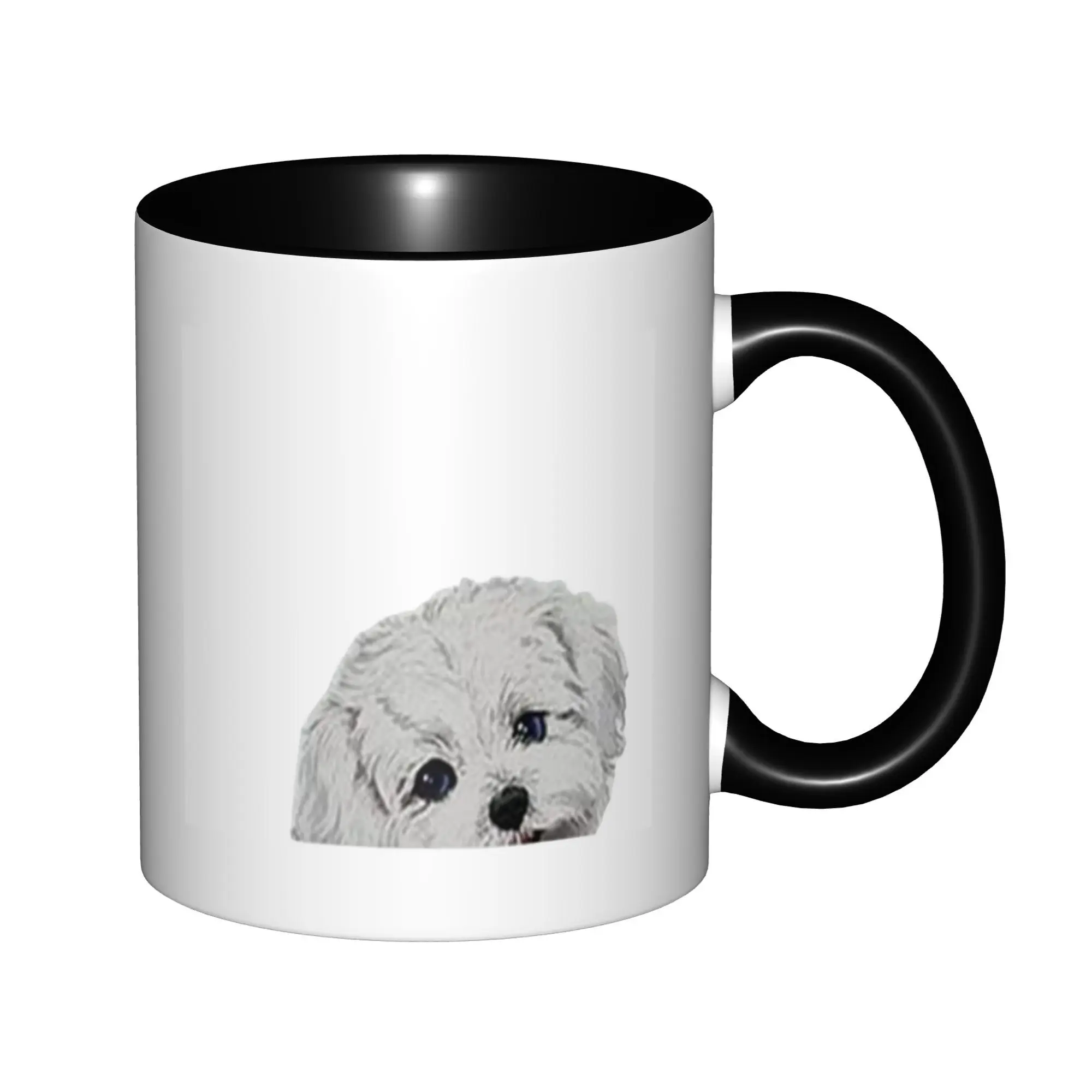 

Maltese Dog Mugs With Black Handle Birthday Coffee Mugs Ceramic Tea Cups 11oz