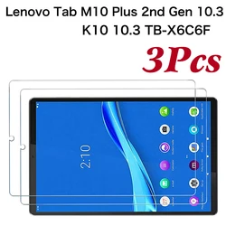 3Pcs Tempered Glass For Lenovo Tab M10 FHD Plus 2nd Gen TB-X606F M10 X605F Tablet Screen Protection for K10 10.3 TB-X6C6F/X6C6X