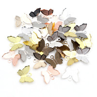 100pcs 11mmx13mm Metal Copper Butterfly Filigree Wraps Connectors Charm DIY Jewelry Accessories Findings Supplies For Jewelry