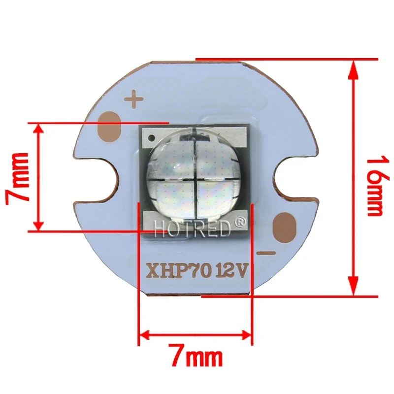 1PCS Epileds 7070 XHP70 4Chips 6V 12V 20W LED Emitter Diode  MKR XHP70.2 Blue LED light for flashlight part tank DIY