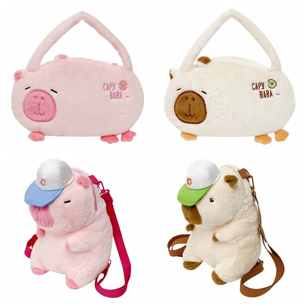 Cartoon Capybara Plush Backpack Animals Capybara Cartoon Backpack Large Capacity Students School Bag Capybara Handbag Travel