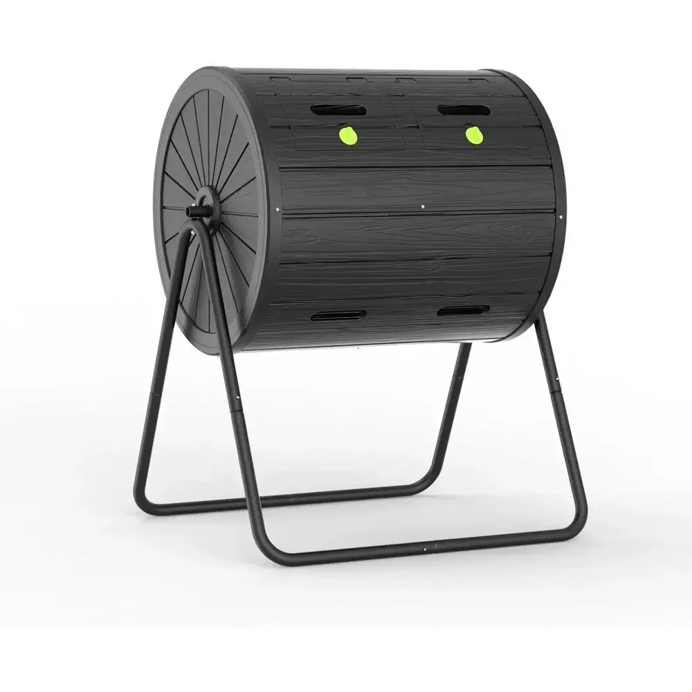 43 Gallon Large Capacity Rotating Compost Tumbler for Outdoor and Garden Use - High-Efficiency, Durable Black Composter