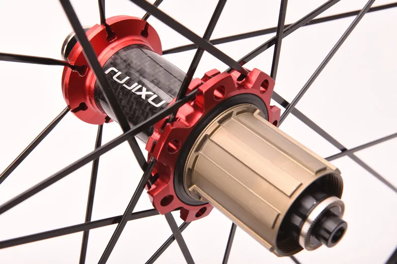 RUJIXU 6-Pawl Rote Nabe Ultraleicht 700C Höhe 30MM Gerade Flachspeichen Laufradsatz V / C Bremse Scheibenbremse Rennrad-Laufradsatz – Detail 9