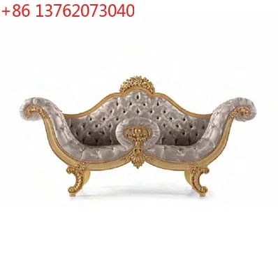 

Neoclassical double sofa, living room fabric sofa, solid wood carving flower special-shaped sofa