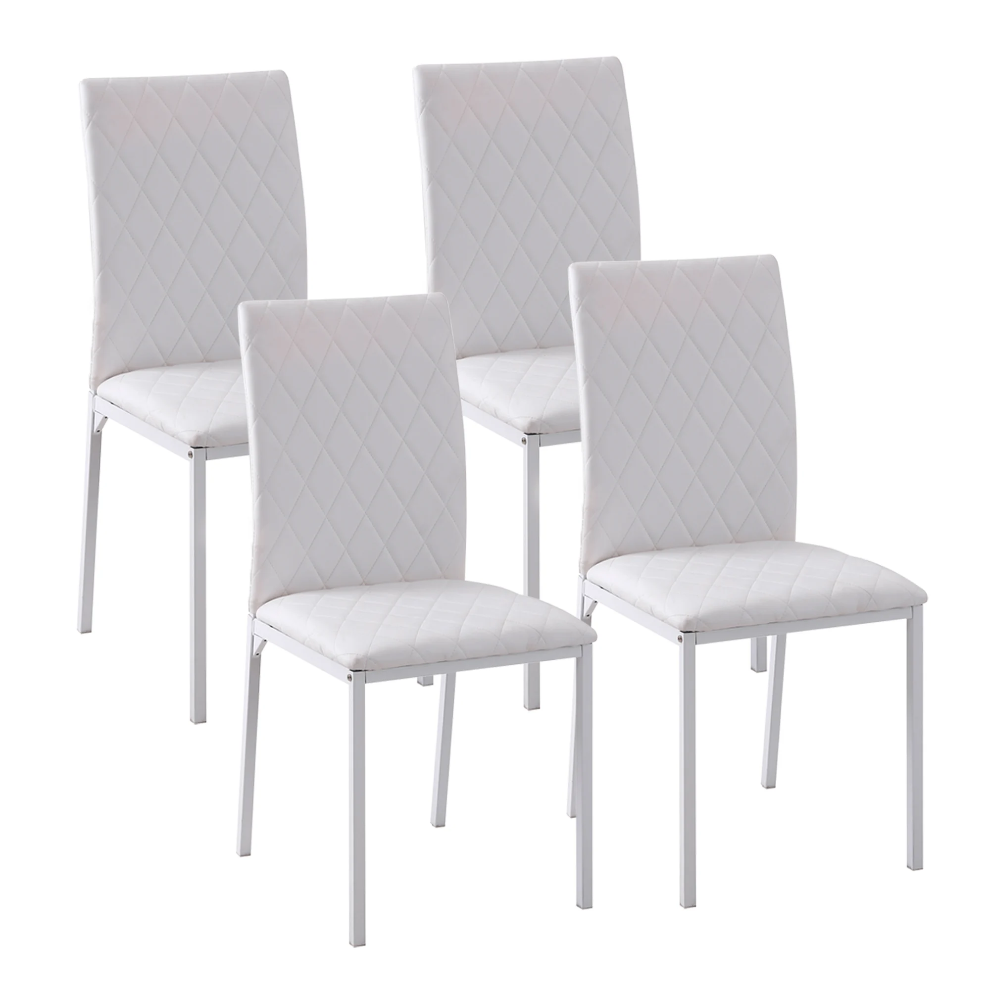 HOMCOM Set of 4 Dining Chairs Upholstered in Polyleather Metal Legs 41x50x91cm