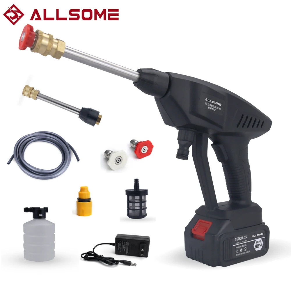 ALLSOME 30BAR Wireless High Pressure Car Wash Water Gun Portable High Pressure Washer Foam Generator for Makita Battery