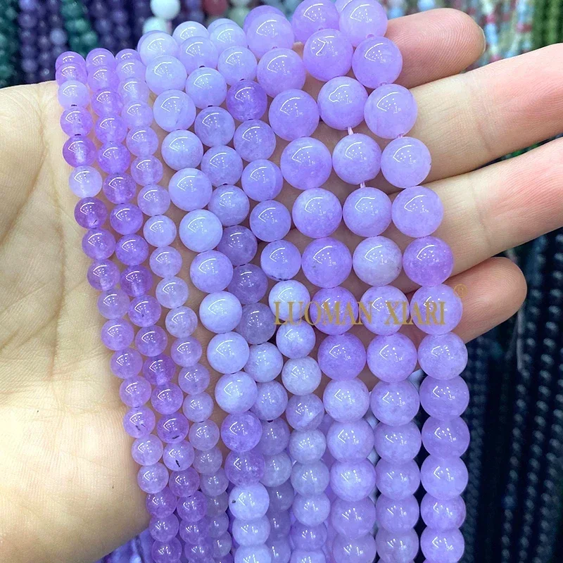 4/6/8/10/12MM Round Natural Stone Ice Aquamarine Chalcedony Spacer Beads for Jewelry Making DIY Bracelets Charms Accessories