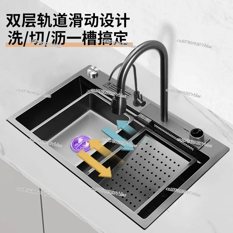 Smart Display Sink: Spacious Stainless Steel Kitchen Washbowl with Multi-Functional Features!