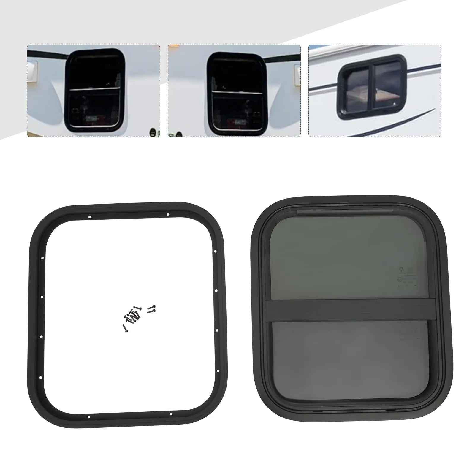 Ventana para RV de 14\" de ancho x 16\" de alto, ventana impermeable para remolque en forma de lágrima, ventana para Camper, deslizador para casa pequeña con pantalla, ventana Interior para Camper
