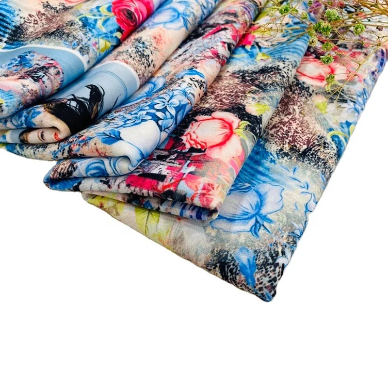 Autumn and Winter polyester printed scuba fabric knitted fabric for coat factory direct supply fabric