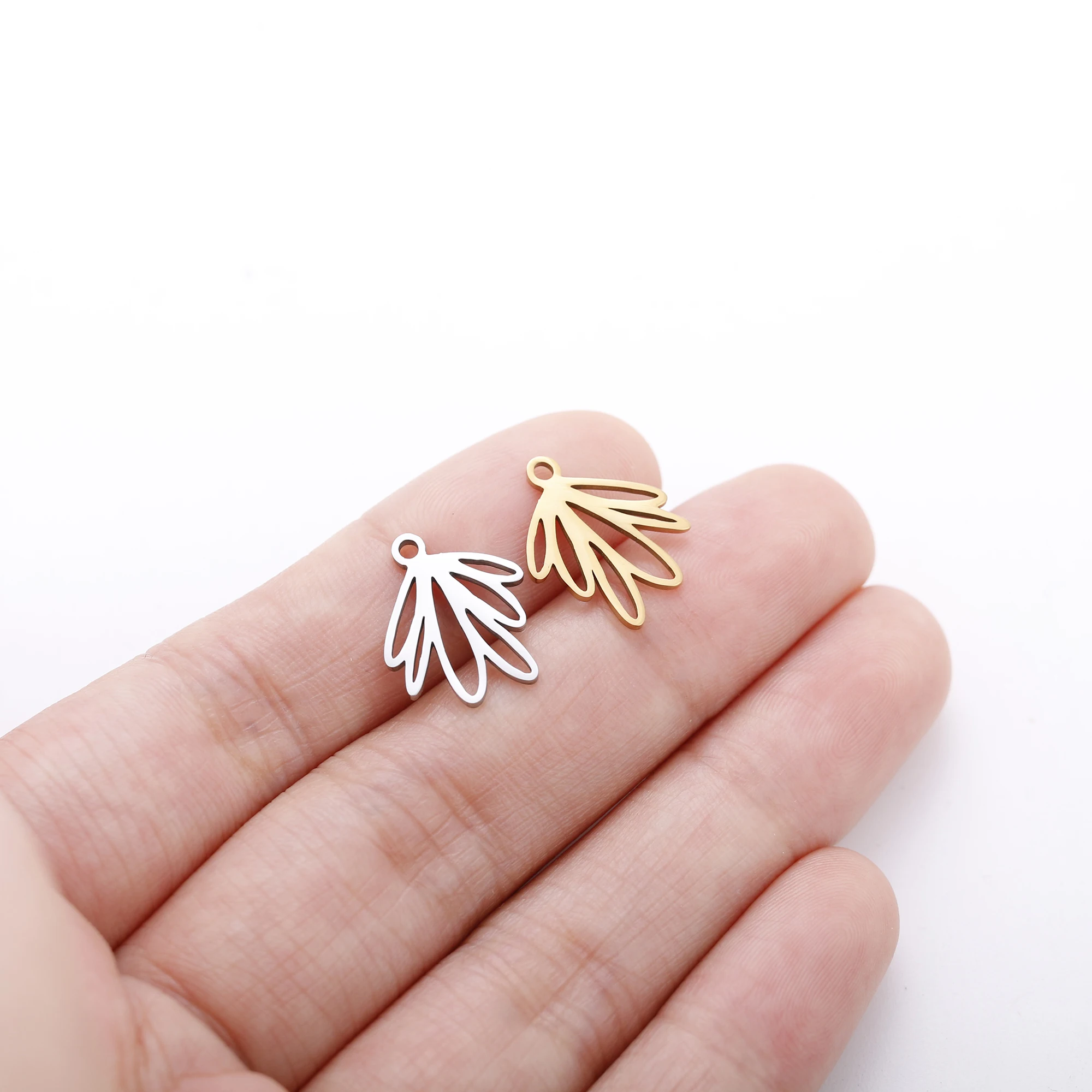 5 stücke Edelstahl Geometrie Charms Baum Blatt & Feder & Schmetterling Anhänger Für Die Herstellung Von Ohrringen DIY Schmuck Zubehör Großhandel – Detail 16