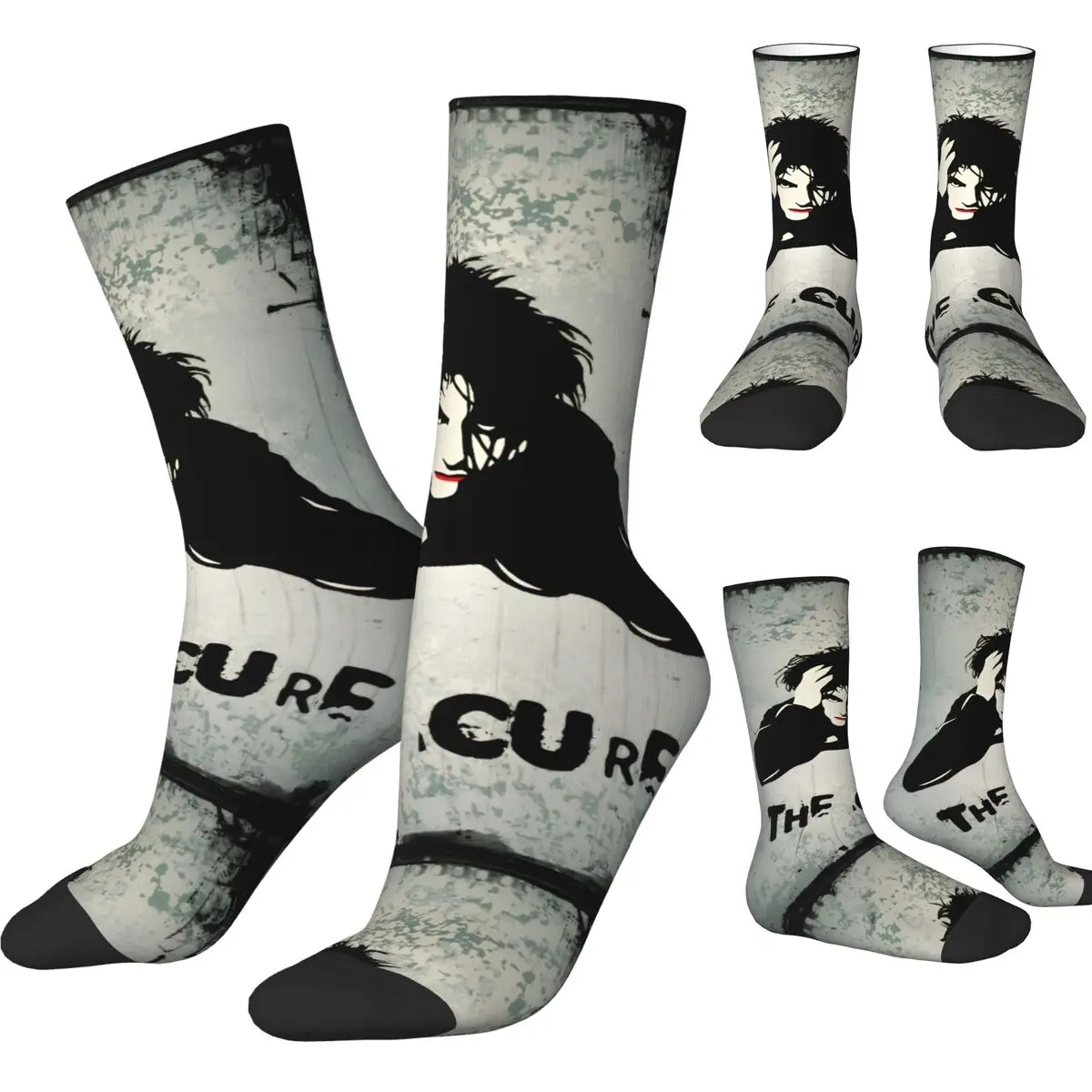 The Cures Robert Smith Stockings Design Novelty Socks Autumn Anti Slip Socks Adults Men Outdoor Sports Breathable Socks