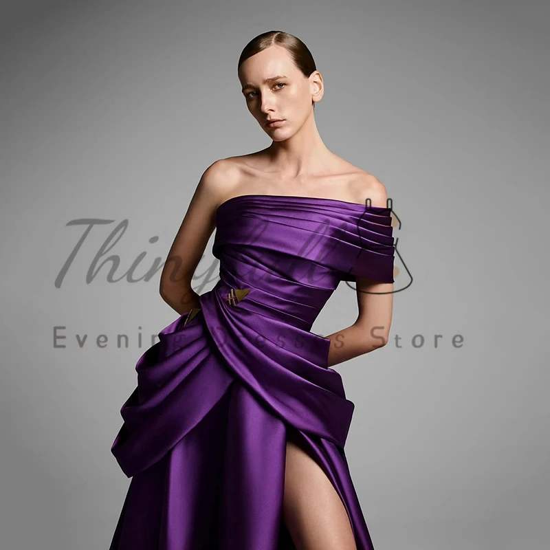 Thinyfull 2026 A ラインウエディングイブニングドレスサウジアラビアワンショルダーサイドスリットパーティードレスフォーマルカクテルウエディングドレスカスタマイズ