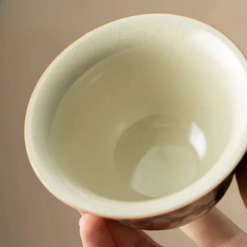 120ml Antique Ru Kiln Porcelain Gaiwan Creative Nine Peach Sancai  Tea Tureen Boutique Tea Maker Cover Bowl Tableware Craft Gift