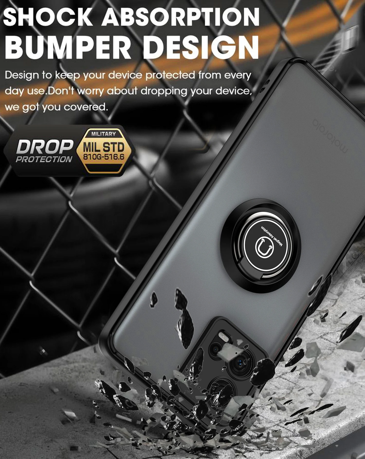 حافظة دعم مغناطيسية حافظة هاتف حامل مغناطيسي لهاتف موتورولا موتو إيدج 30 فيوجن غطاء مقاوم للصدمات 360 ° تدوير حلقة حالة قوس #4