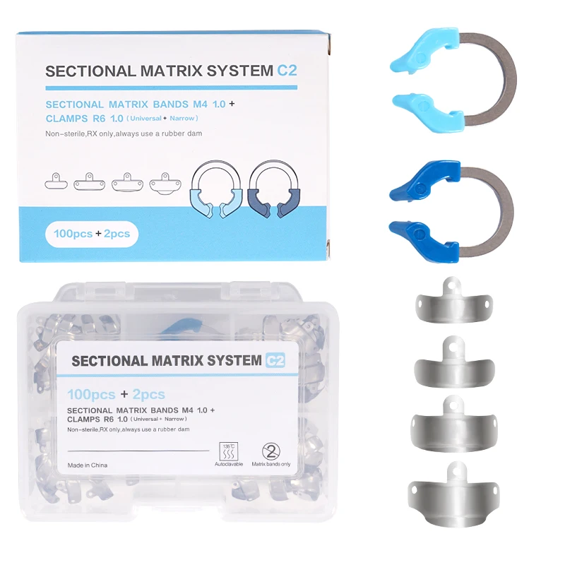 Dental Matrix Bands Clamp Sectional Contoured Matrix System with Universal Narrow Clamping Ring Holder Dentistry Materials