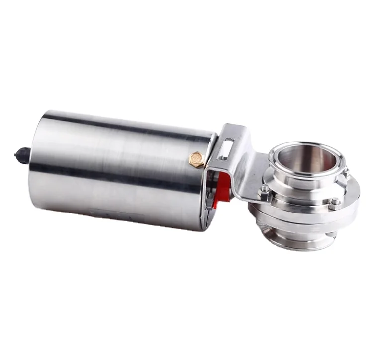 SS304 316L الغذاء الصف الصحية العمودي ثلاثي المشبك مسحوق هوائي المحرك فراشة صمام مع واحد التمثيل