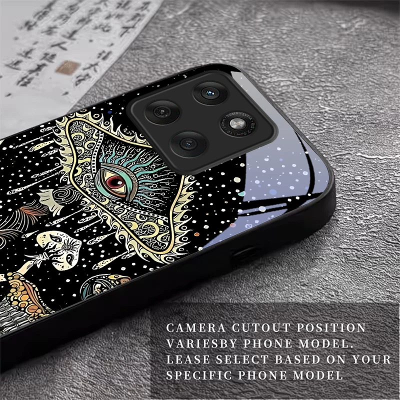 Magic Mushrooms Art Black Glass Phone Case For Motorola Moto Edge 70 60 Fusion 50 Ultra 40Neo 30 Pro 20Lite 60s 50Neo Back Cover view 6