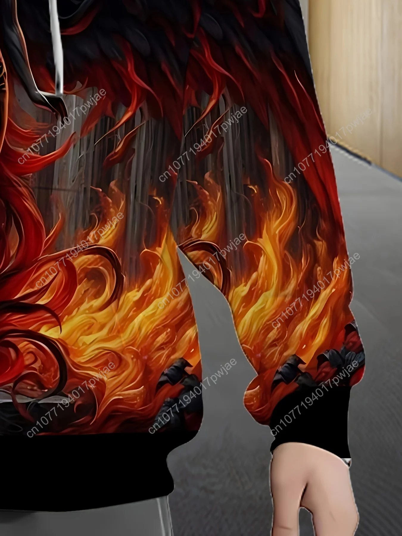 Moletom masculino com capuz com estampa de anjos e demônios, jaqueta casual de manga comprida com zíper e cordão e bolsos, 100% poliéster kn