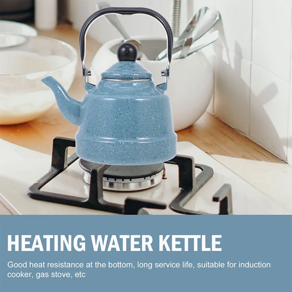 

Vintage Enamel Kettle Heat Resistant Handle Stove Safe Tea Pot for Loose Leaf Tea Camping Travel Friendly Lightweight