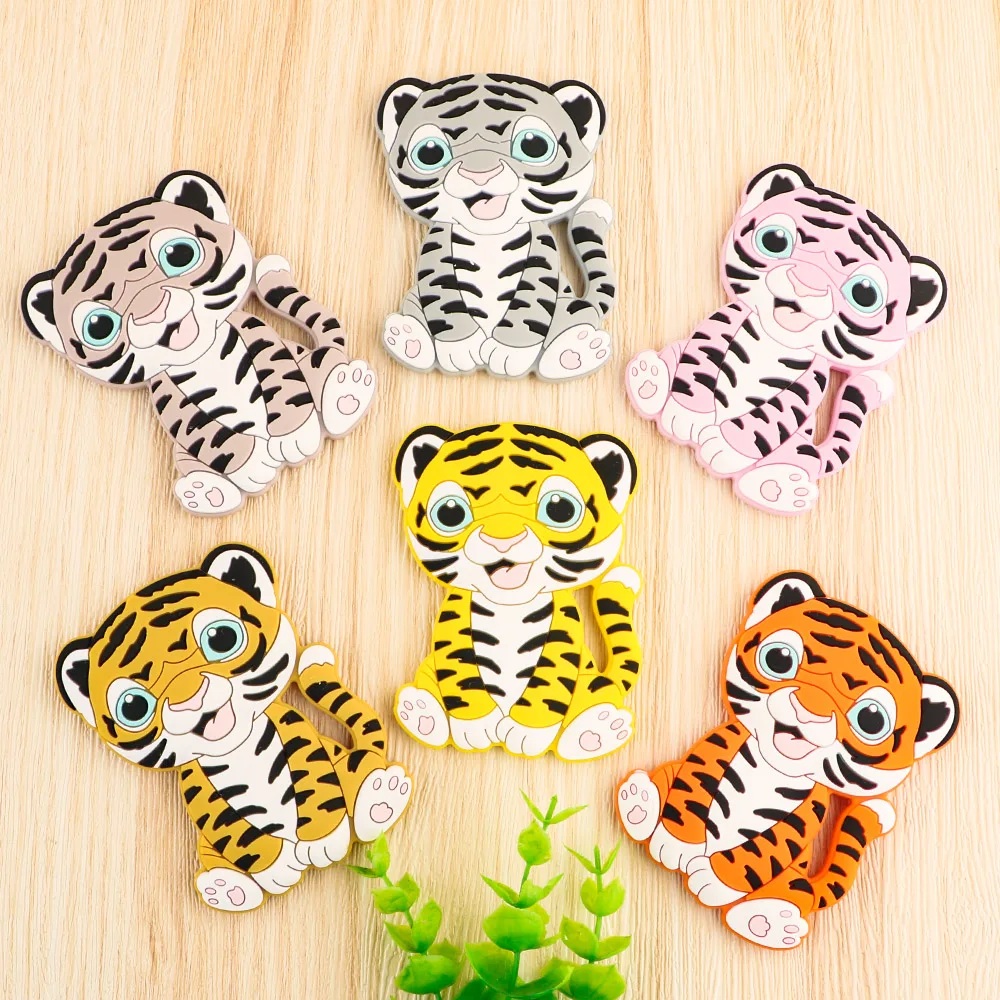 1-10pcs New Tiger Silicone Beads Teether Pacifier Clips Food Grade Bead For Jewelry Making Bulk DIY Pacifier Chain Accessories