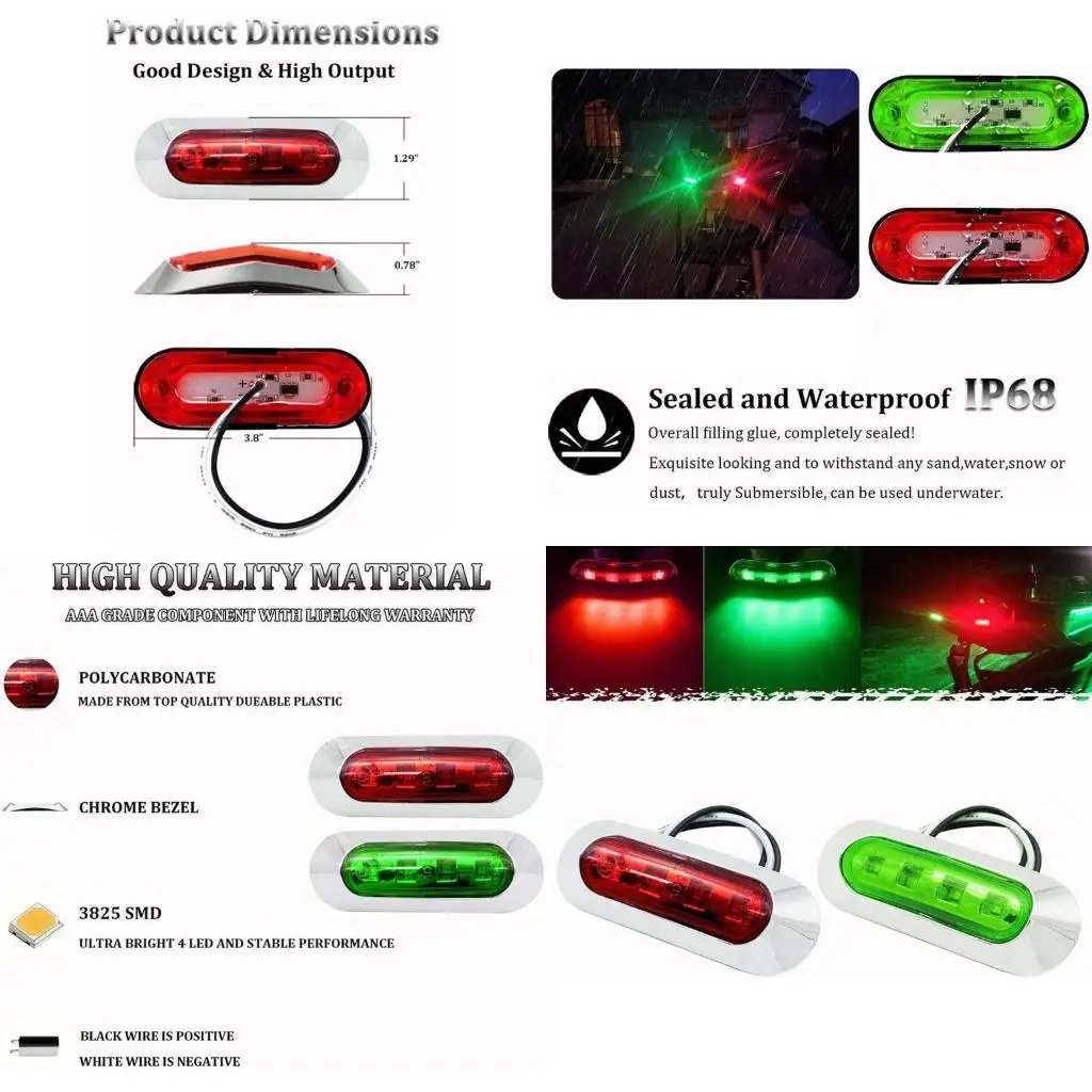 

02de 2pcs Декоративный светодиодный свет 24 В лодочная навигация