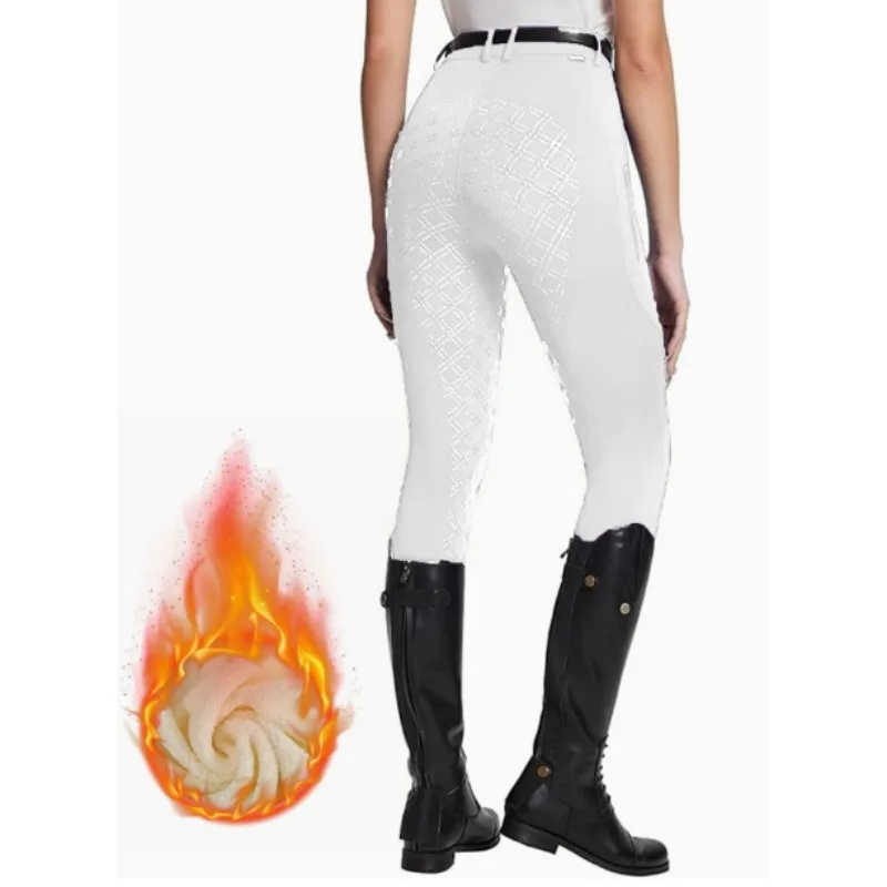 

Толстые бриджи женские, нескользящие, дышащие, эластичные, с высокой талией, штаны для верховой езды, теплые флисовые леггинсы для верховой езды, спортивная одежда