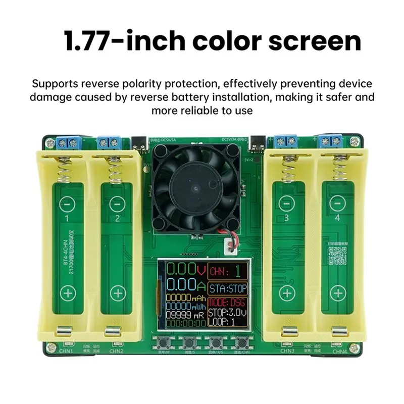 B76B Battery Capacity Tester 4 Channel Charge Discharge Tester 21700 Internal Resistance LCD Display 1.77 Inch Screen