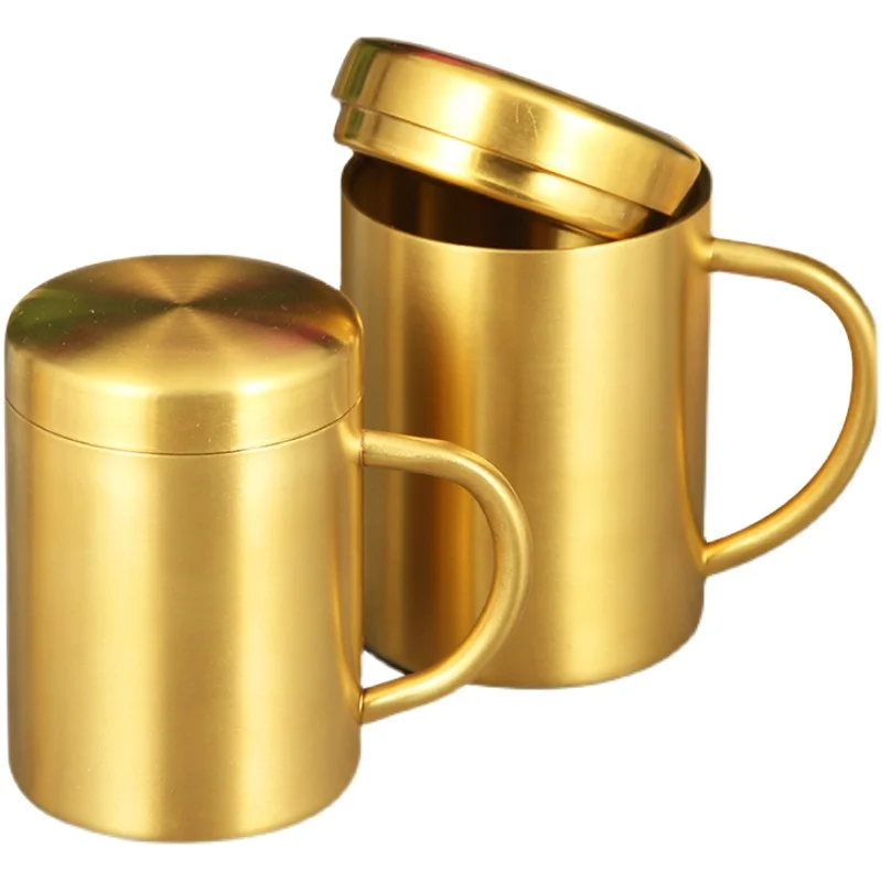 Ins Sle 304 Stainl Steel Coffee Milk Water Tea Cup Double Layer Insulated Heat Resistant Commercial ade Cup with Lid