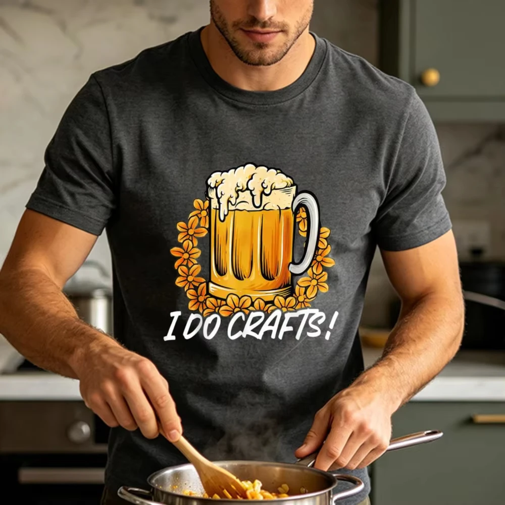 Craft Beer Lovers Graphic Tee Big Mug Flower Wreath Drinking Men Women Streetwear Tops Fashion Cotton Short-sleeve Tshirt