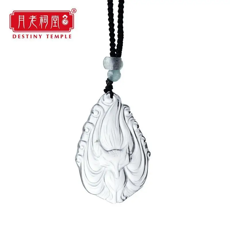 نقية الطبيعية عالية الجودة 9A الصف الأبيض كريستال منحوتة الثعلب تسعة الذيل الثعلب قلادة زهر الخوخ قلادة هدايا مجوهرات الأزياء #5