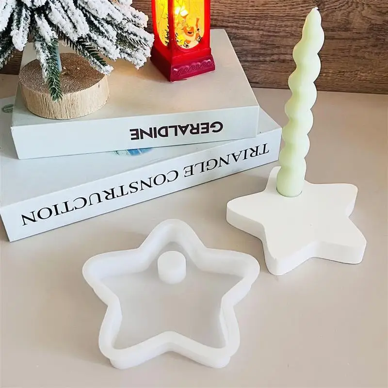 Star Candlestick Clay Silicone Molds DIY Star Candle Holder Cement Gypsum Plaster Mould Craft Art Ornament Pouring Resin Mold