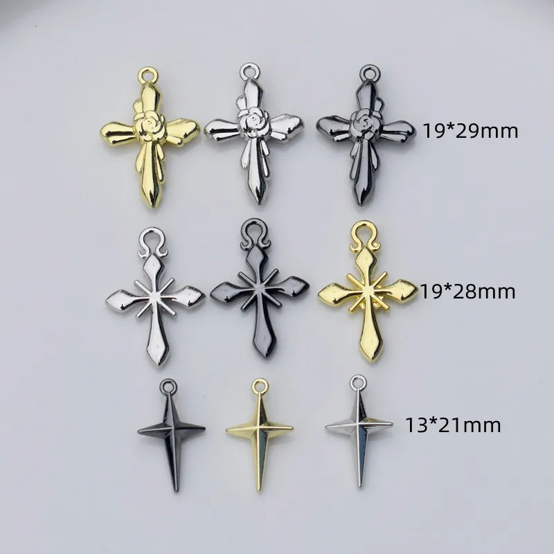 Breloques croix creuses punk hip-hop, pendentif en alliage pour bijoux, bracelet de bricolage exécutif, collier, boucles d'oreilles, accessoires, fournitures, 10 pièces