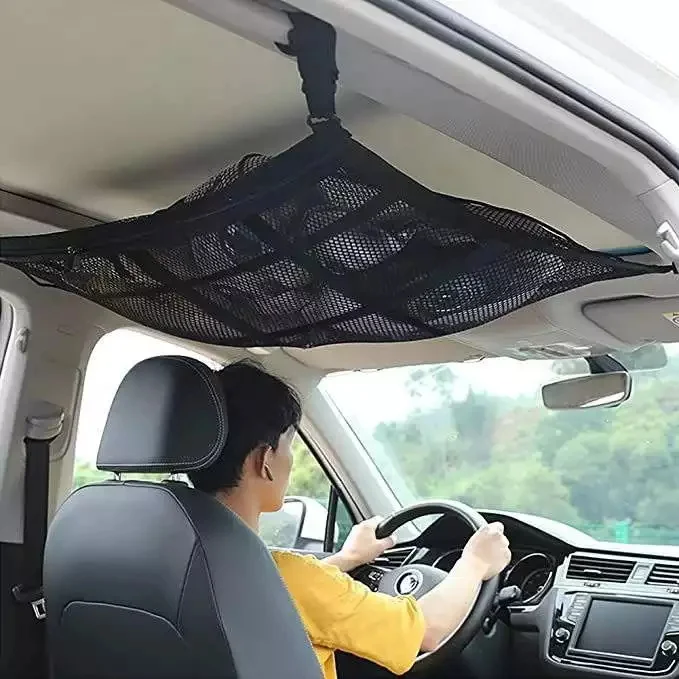 

Car Interior Ceiling Organizer Mesh Storage Net Pocket for Camping Car Roof Bag Car Ceiling Cargo Net Pocket with Zipper