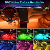 48 Colors RGB Interior Ambient LED Strip Light for Car Universal DIY Upgrade Mood Lighting Kit APP Remote Control Accessories