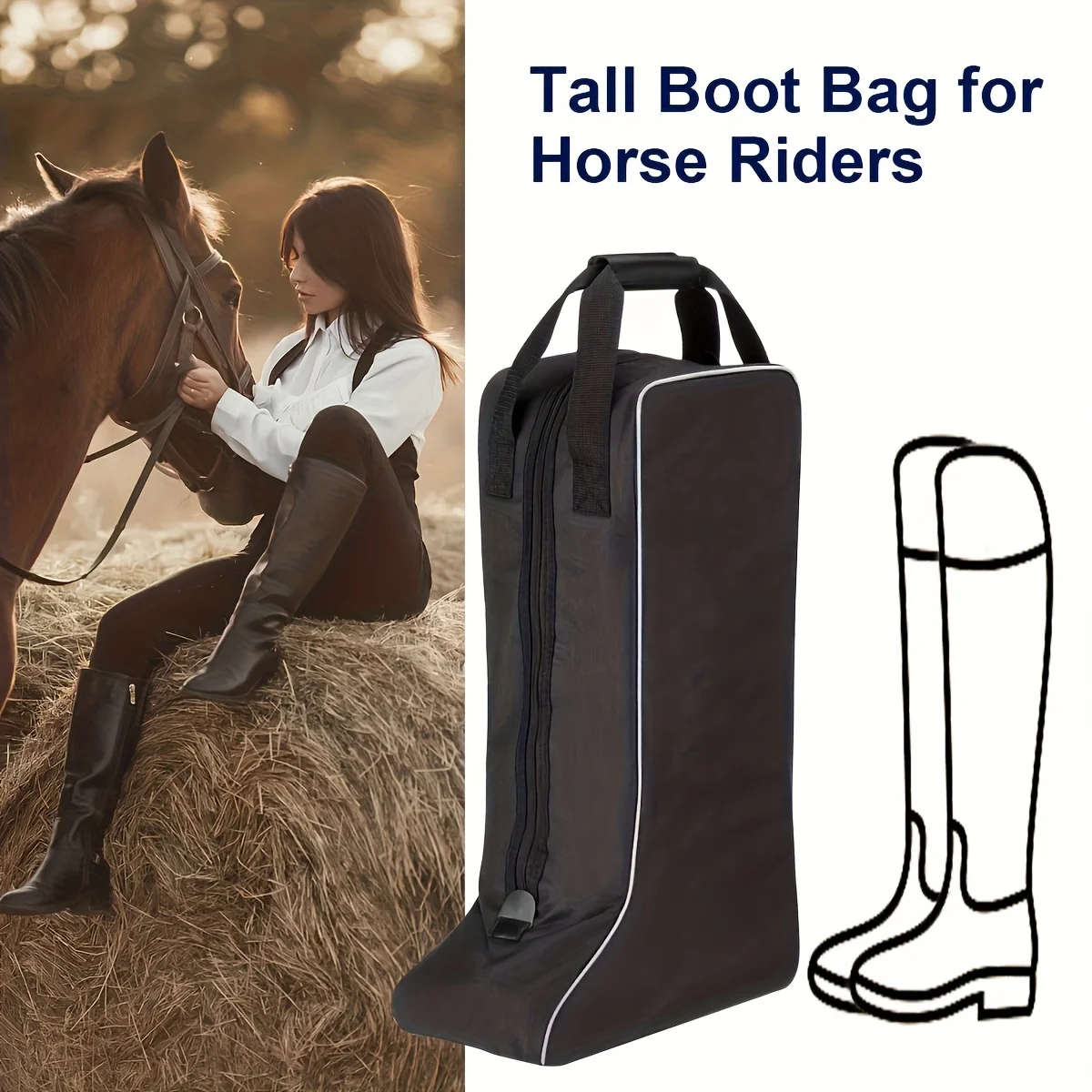 دائم عالية الكثافة أكسفورد القماش الفروسية التمهيد حمل حقيبة تصميم مريح مقابض قوية معدات الحصان ركوب الملحقات #1