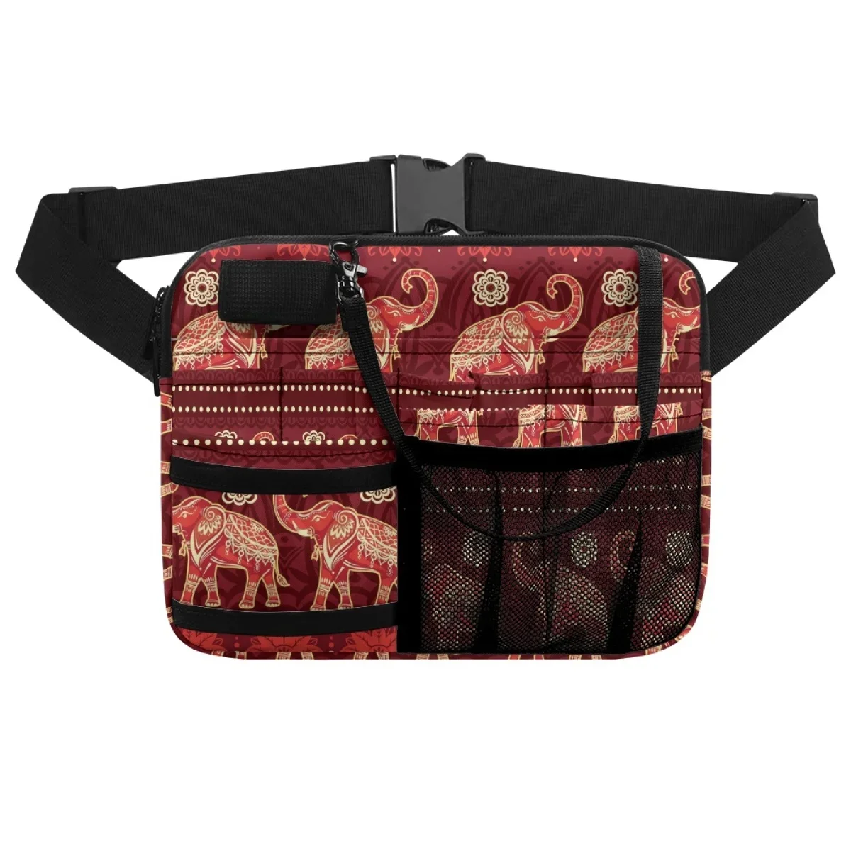 Bohemian Style Elephant Designer Fashion Portable Nurse Waist Bag Hospital Work Large Capacity Practical Belt Bag Multi Pockets