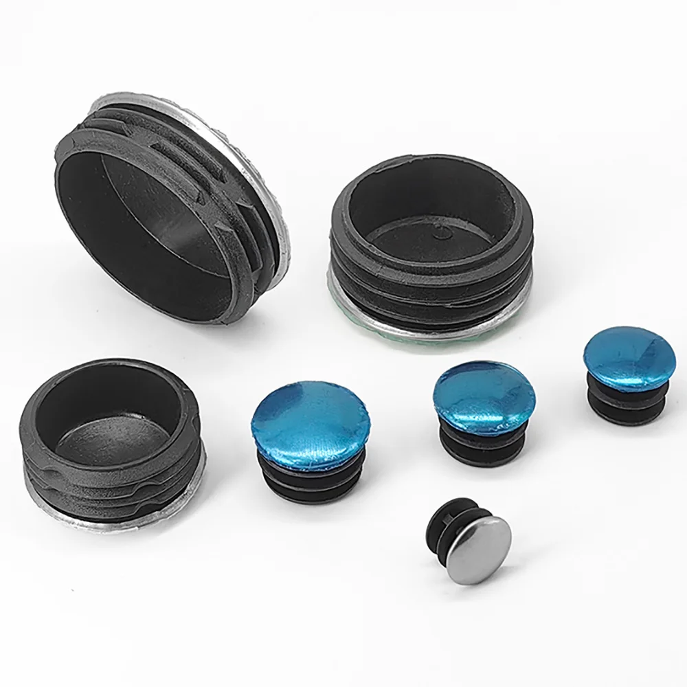 2-10pc Steel Round Tube Blanking End Cap Pipe Inserts Plug Alloy Table Chair Leg Protector Cover Furniture Leveling Feet 16-60mm