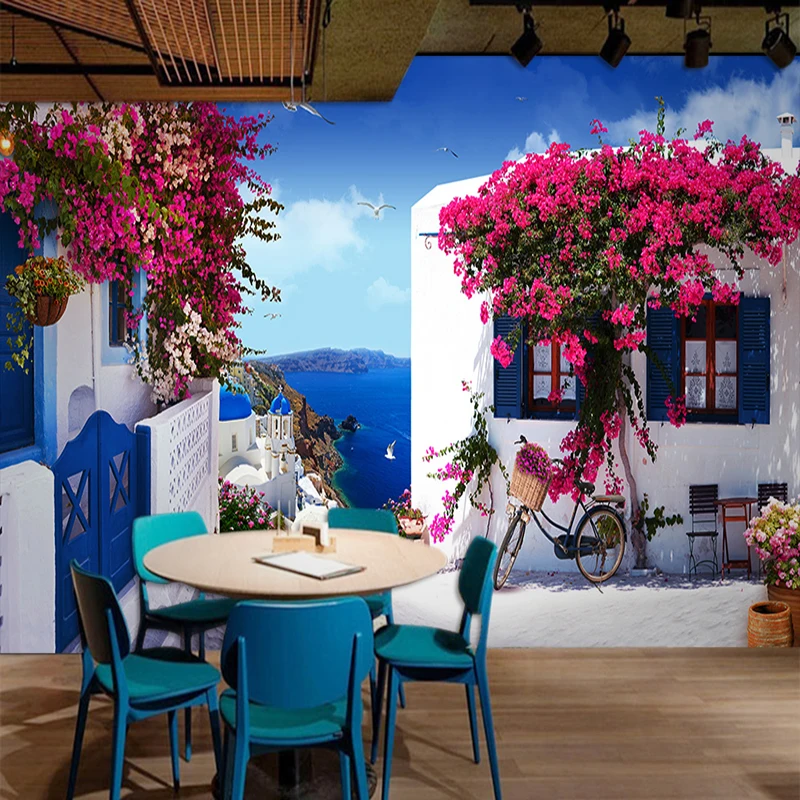 Zeegezicht Rose Foto Aangepaste Muurschildering Behang 3D Cafe Restaurant Romantische Achtergrond Behang Home Decor Papel De Parede 3D