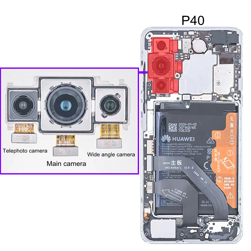 

Front & Back Camera For Huawei P40 Facing & Rear Ultra wide angle Camera Connector Telephoto Module Flex Cable Replacem