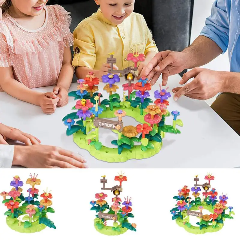 Árbol de apilamiento de flores de juguete, juego creativo e creativo, bloques apilables, juguetes Montessori de aprendizaje