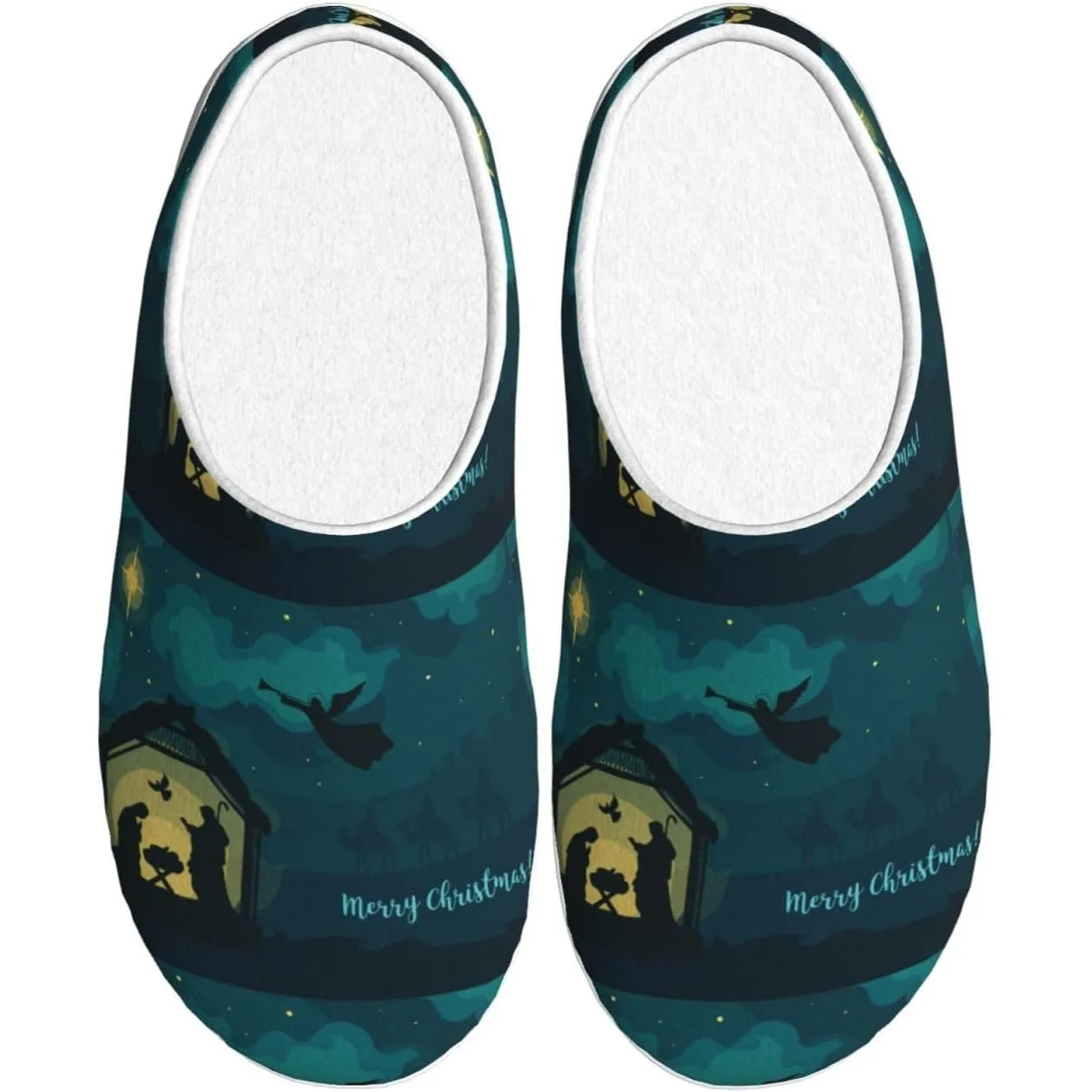 

Christmas Christian Nativity Scene Adult Cotton Slippers Home House Indoor Shoes